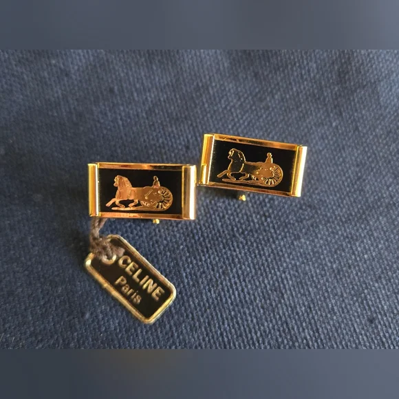 Celine Gold and Black Cufflinks - Picture 5 of 5